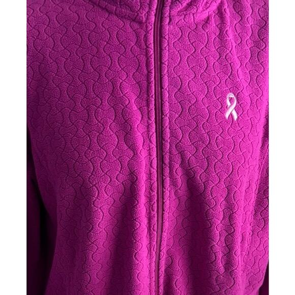 Lady Hagen Large Full Zip Quilted Purple Pink Ribbon Jacket Fleece - Picture 2 of 8